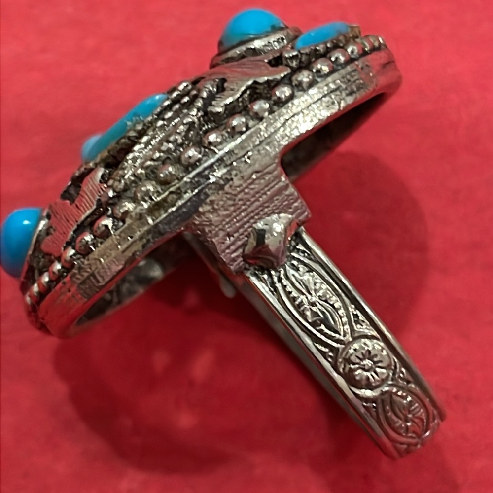 Turquoise Silver Plated Silver Ring - image 3